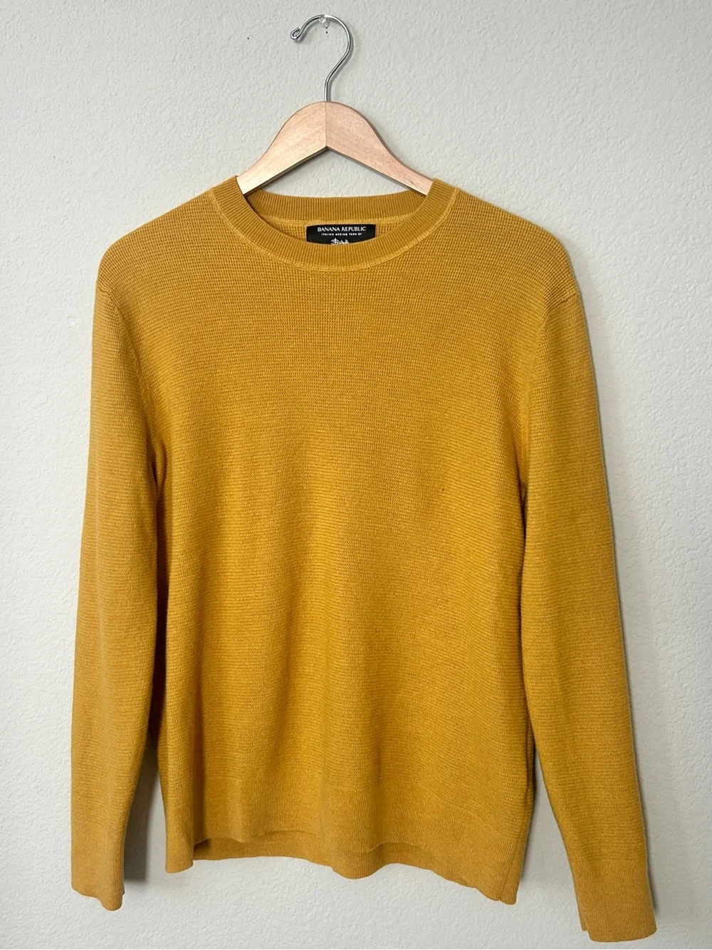 Banana Republic Italian Merino Wool by Baruffa Sweater, Yellow Heather, Large